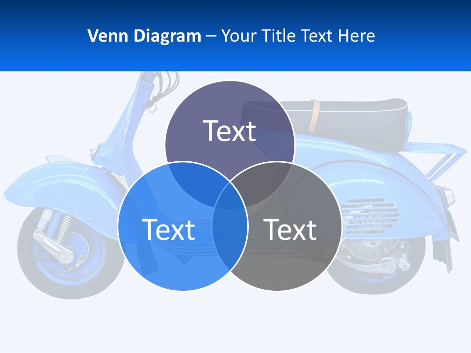 A Blue Motor Scooter With A Black Seat PowerPoint Template