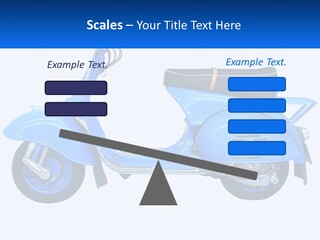 A Blue Motor Scooter With A Black Seat PowerPoint Template