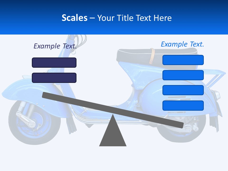 A Blue Motor Scooter With A Black Seat PowerPoint Template
