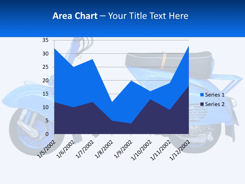 A Blue Motor Scooter With A Black Seat PowerPoint Template