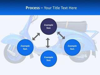 A Blue Motor Scooter With A Black Seat PowerPoint Template