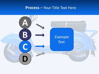 A Blue Motor Scooter With A Black Seat PowerPoint Template