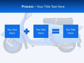 A Blue Motor Scooter With A Black Seat PowerPoint Template