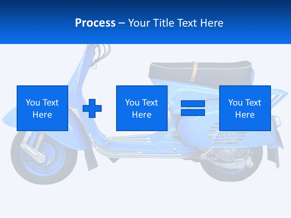 A Blue Motor Scooter With A Black Seat PowerPoint Template