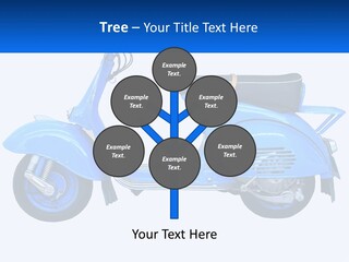 A Blue Motor Scooter With A Black Seat PowerPoint Template