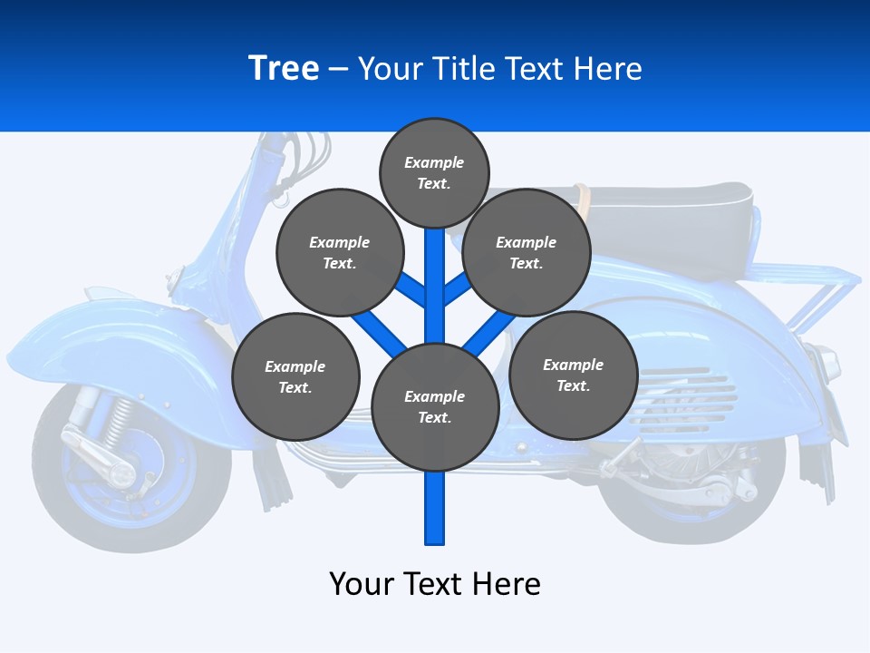 A Blue Motor Scooter With A Black Seat PowerPoint Template