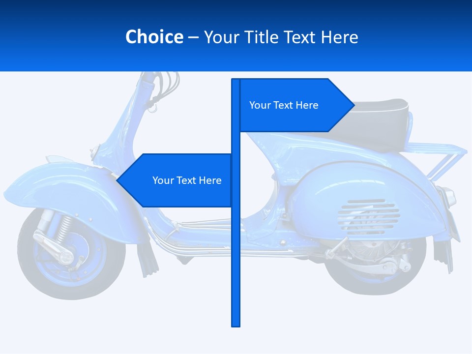 A Blue Motor Scooter With A Black Seat PowerPoint Template