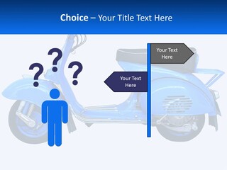 A Blue Motor Scooter With A Black Seat PowerPoint Template