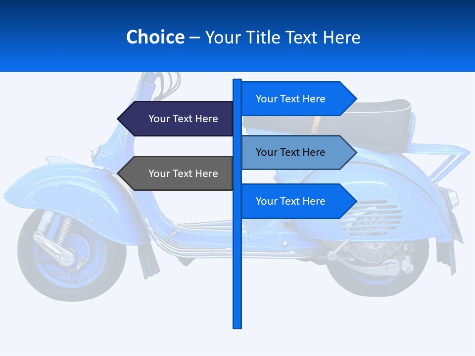 A Blue Motor Scooter With A Black Seat PowerPoint Template