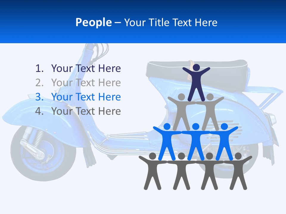 A Blue Motor Scooter With A Black Seat PowerPoint Template