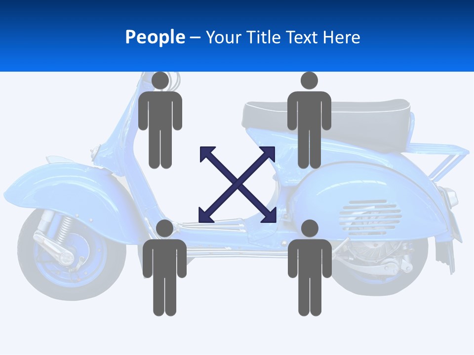 A Blue Motor Scooter With A Black Seat PowerPoint Template