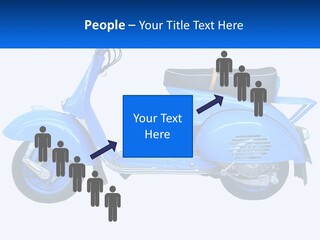 A Blue Motor Scooter With A Black Seat PowerPoint Template