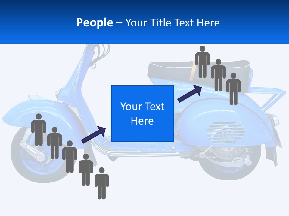 A Blue Motor Scooter With A Black Seat PowerPoint Template