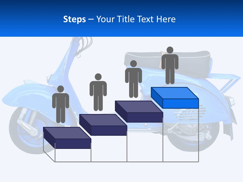 A Blue Motor Scooter With A Black Seat PowerPoint Template