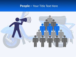 A Blue Motor Scooter With A Black Seat PowerPoint Template