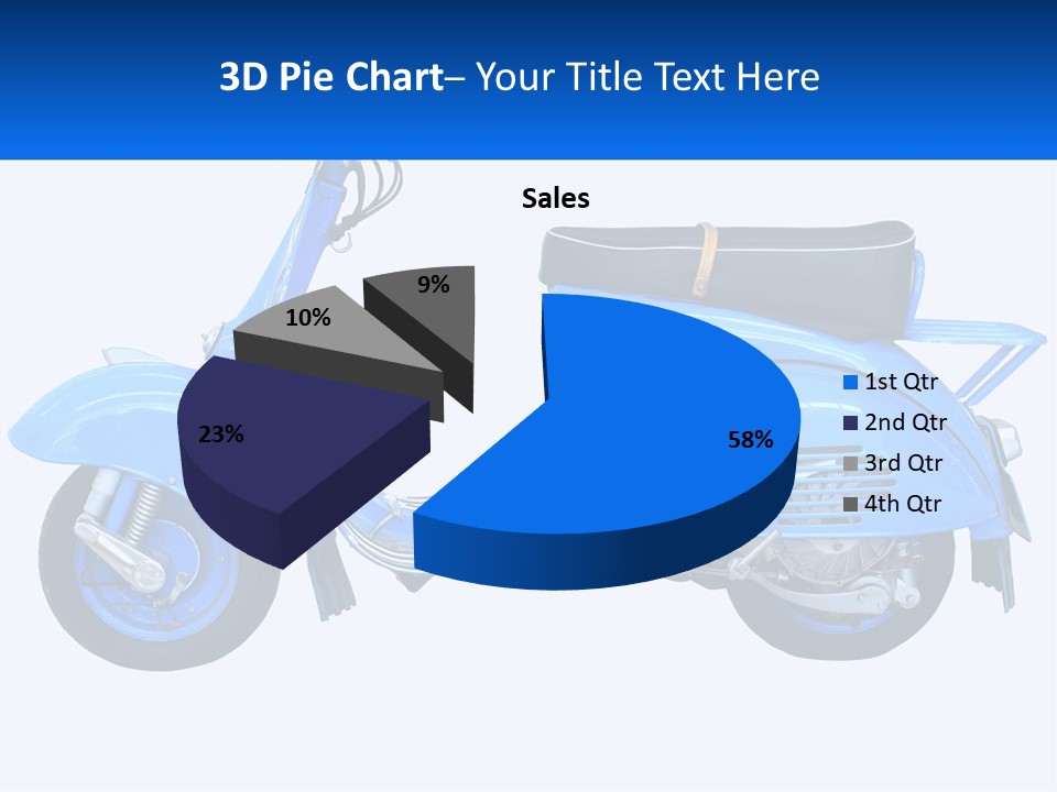 A Blue Motor Scooter With A Black Seat PowerPoint Template