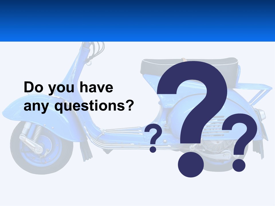 A Blue Motor Scooter With A Black Seat PowerPoint Template