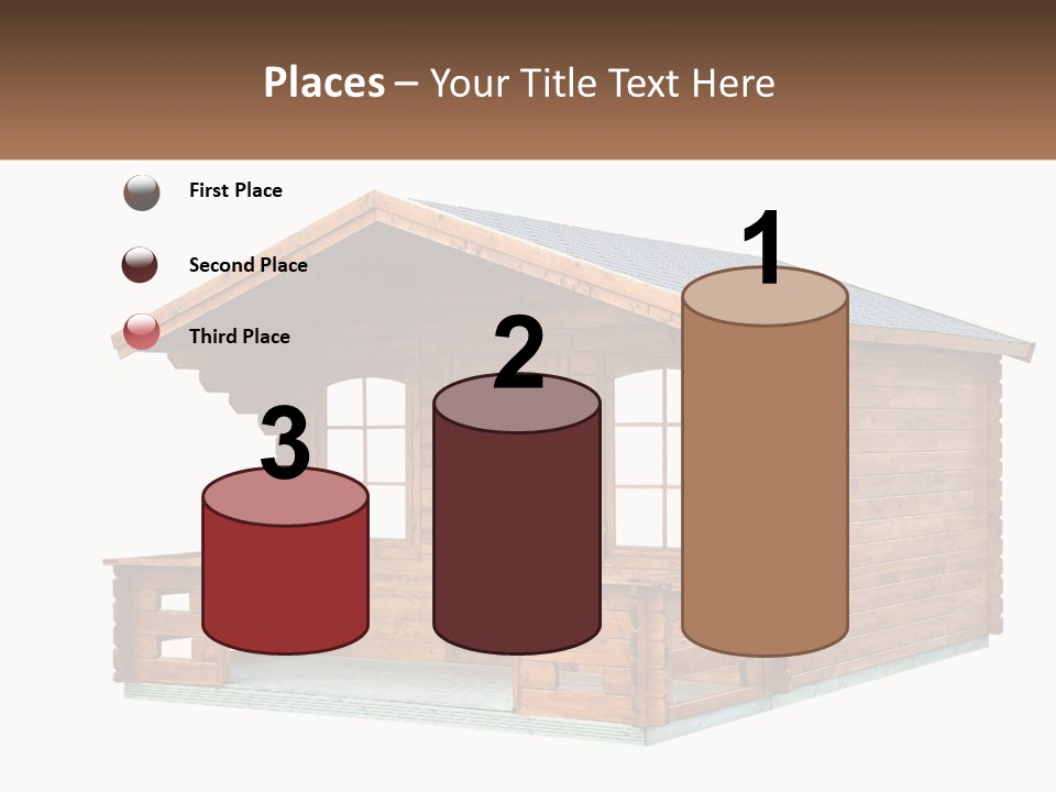 A Small Wooden Cabin With Windows And A Porch PowerPoint Template