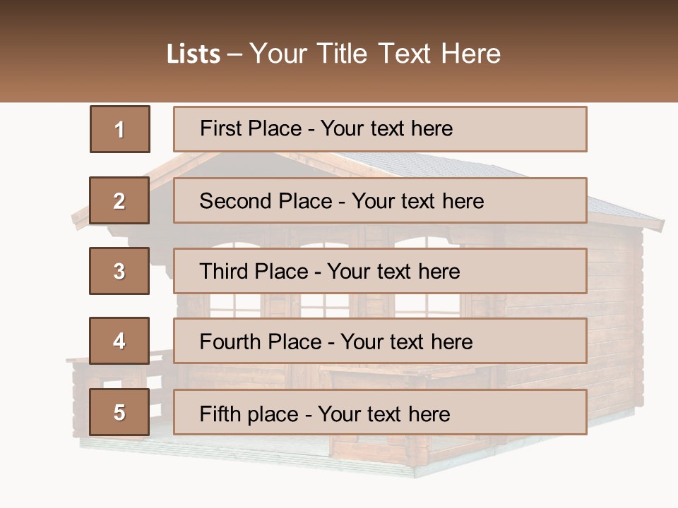 A Small Wooden Cabin With Windows And A Porch PowerPoint Template