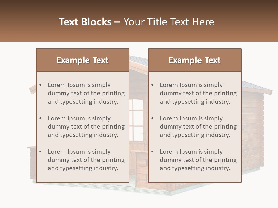 A Small Wooden Cabin With Windows And A Porch PowerPoint Template