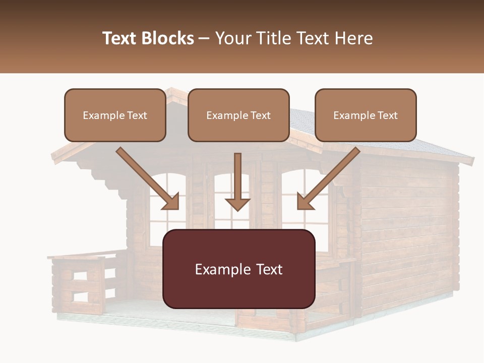 A Small Wooden Cabin With Windows And A Porch PowerPoint Template