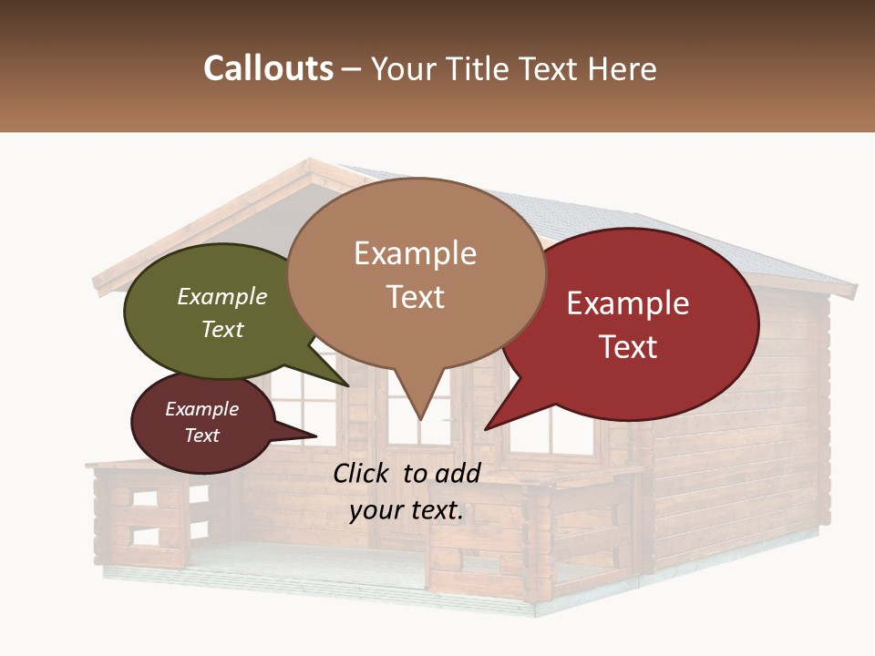 A Small Wooden Cabin With Windows And A Porch PowerPoint Template