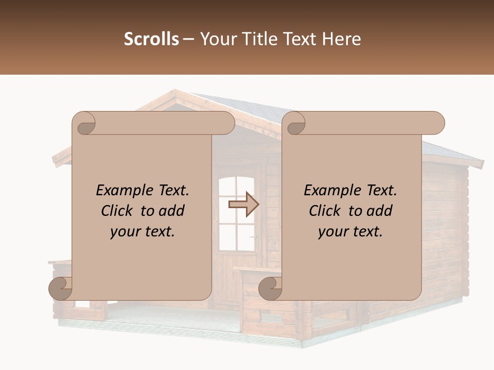 A Small Wooden Cabin With Windows And A Porch PowerPoint Template