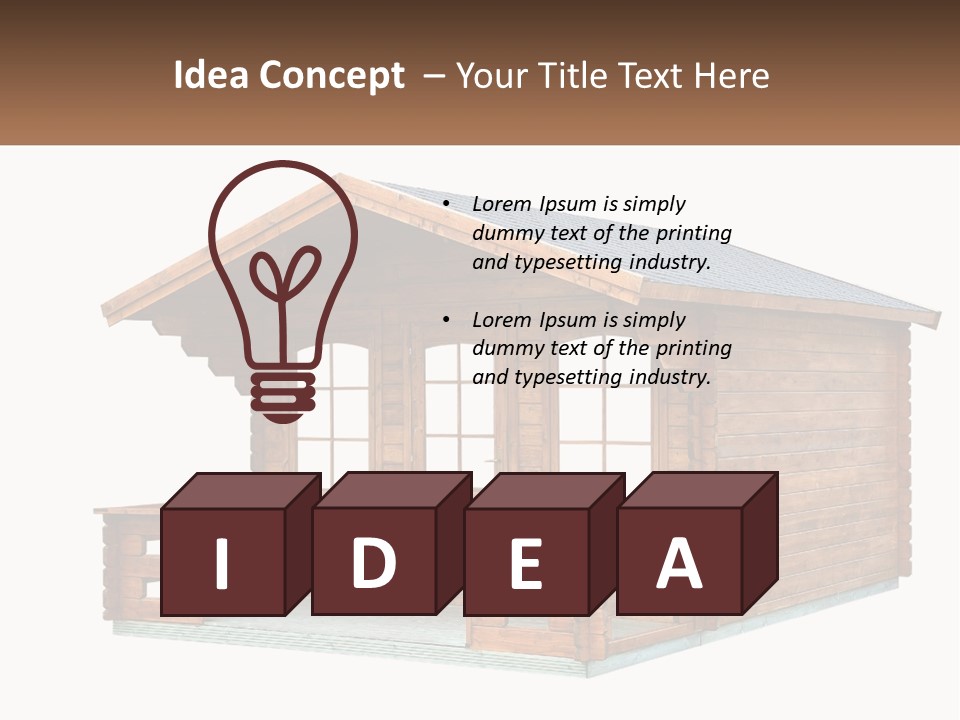 A Small Wooden Cabin With Windows And A Porch PowerPoint Template