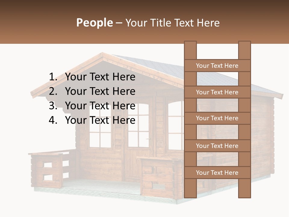 A Small Wooden Cabin With Windows And A Porch PowerPoint Template