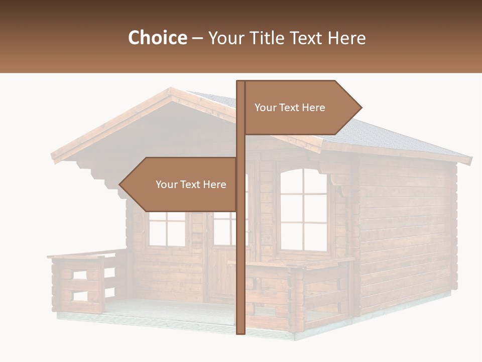 A Small Wooden Cabin With Windows And A Porch PowerPoint Template