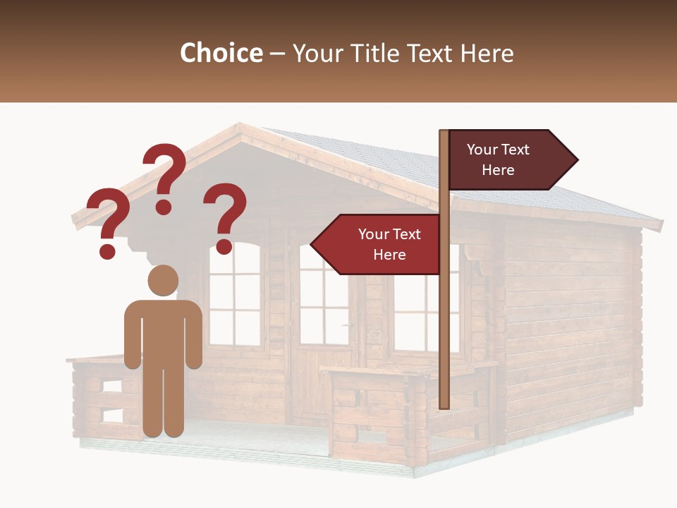 A Small Wooden Cabin With Windows And A Porch PowerPoint Template