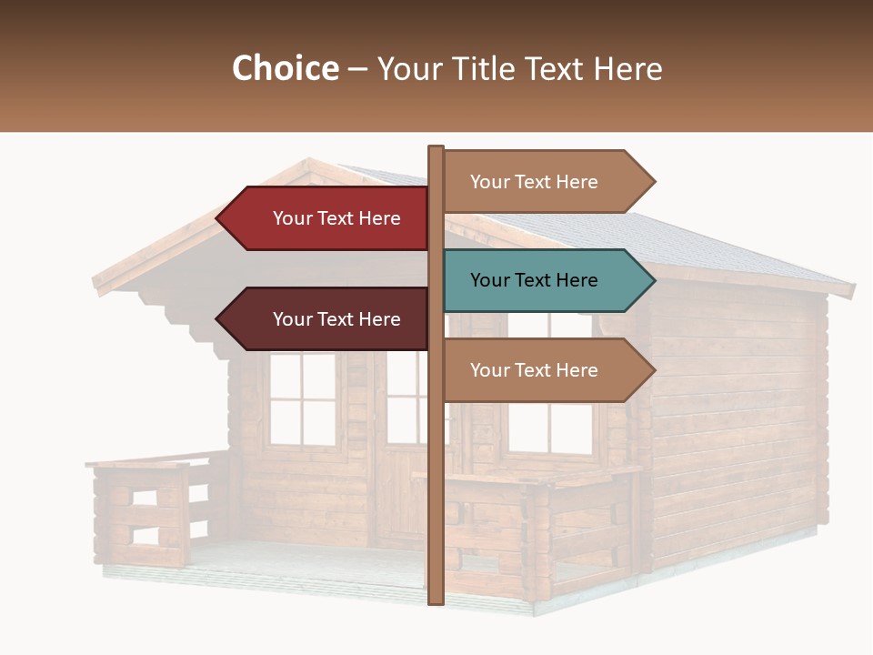 A Small Wooden Cabin With Windows And A Porch PowerPoint Template