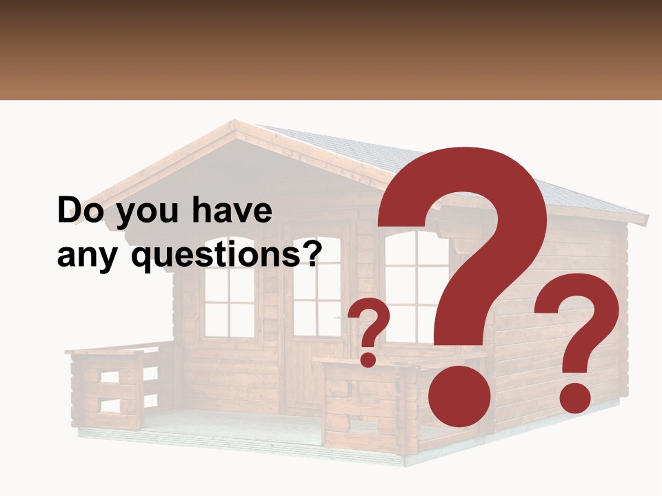 A Small Wooden Cabin With Windows And A Porch PowerPoint Template