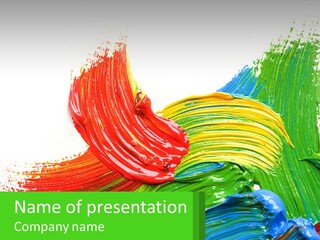 Colorful Paint On A White Background With A Green Border PowerPoint Template