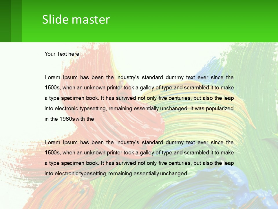 Colorful Paint On A White Background With A Green Border PowerPoint Template