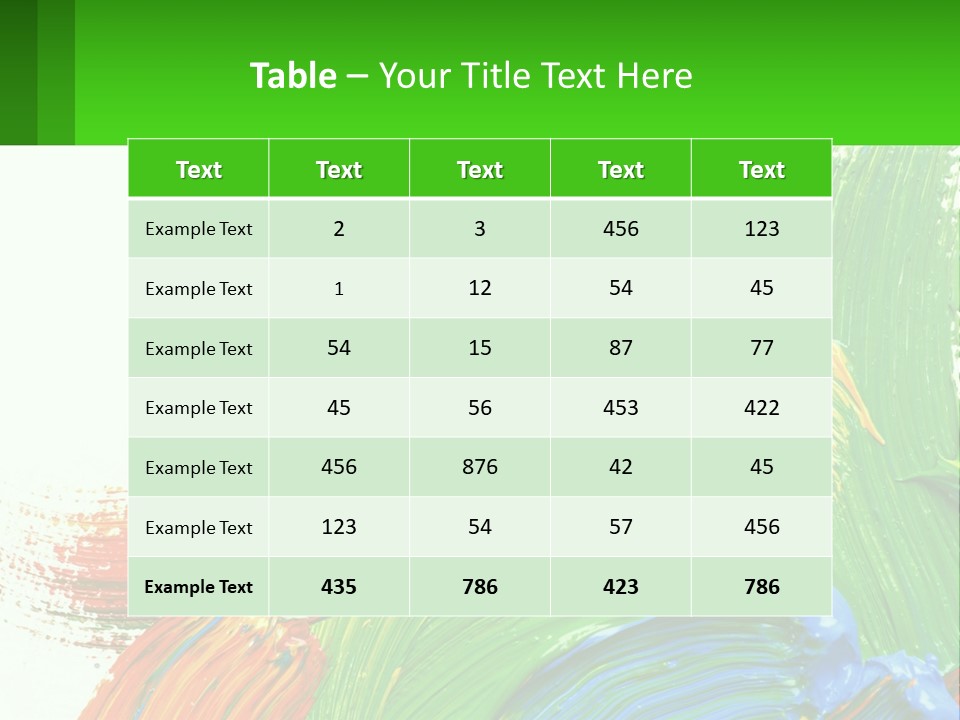 Colorful Paint On A White Background With A Green Border PowerPoint Template