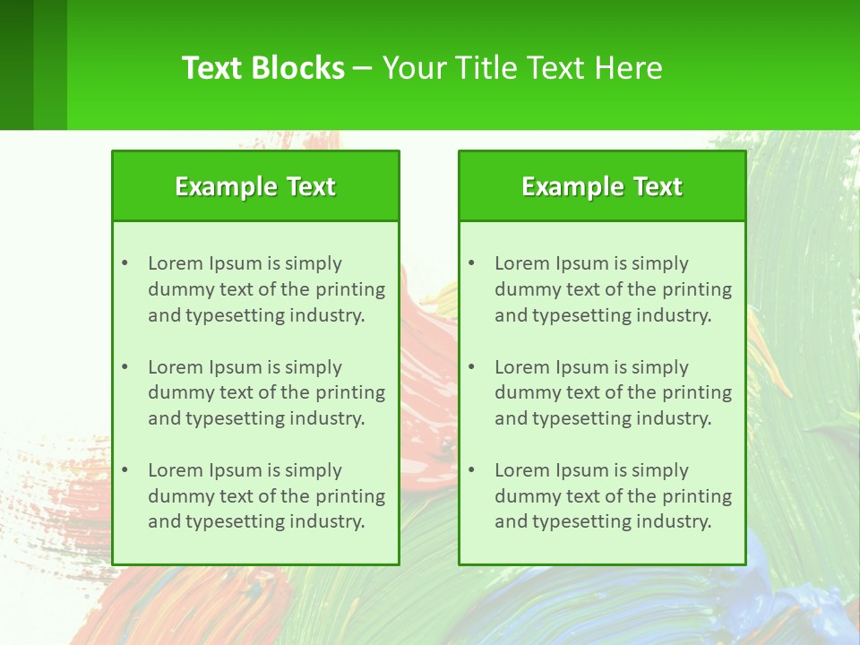 Colorful Paint On A White Background With A Green Border PowerPoint Template
