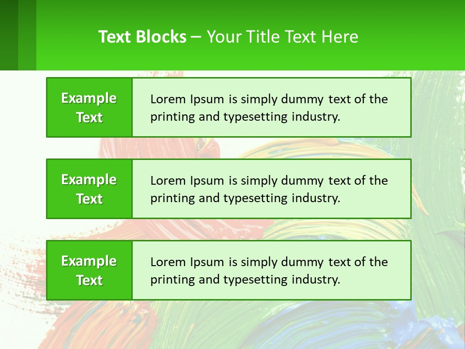 Colorful Paint On A White Background With A Green Border PowerPoint Template