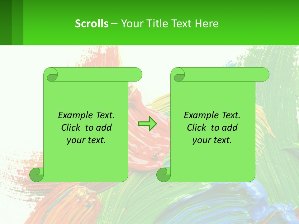 Colorful Paint On A White Background With A Green Border PowerPoint Template