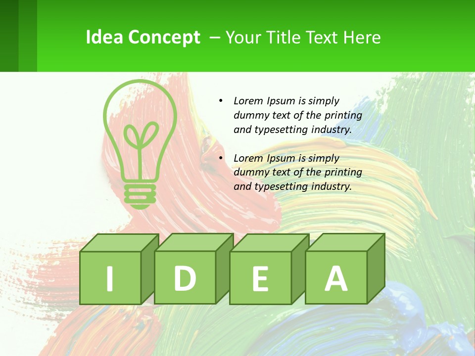 Colorful Paint On A White Background With A Green Border PowerPoint Template