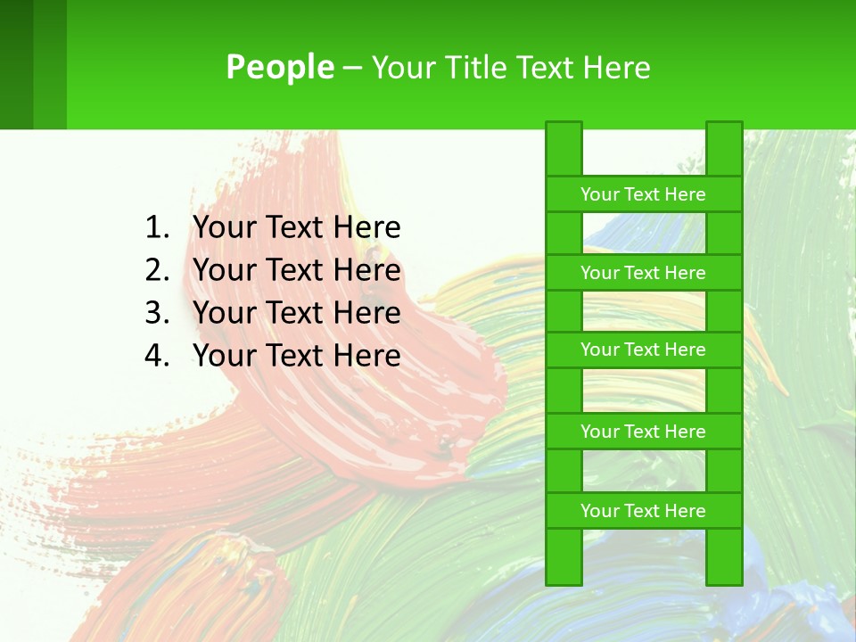 Colorful Paint On A White Background With A Green Border PowerPoint Template