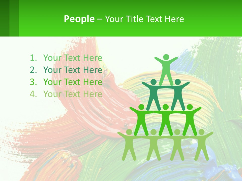 Colorful Paint On A White Background With A Green Border PowerPoint Template