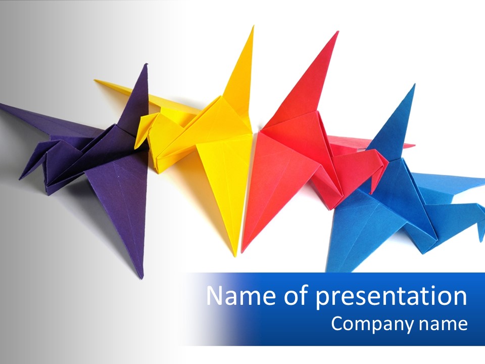 A Group Of Origami Birds On A White Background PowerPoint Template