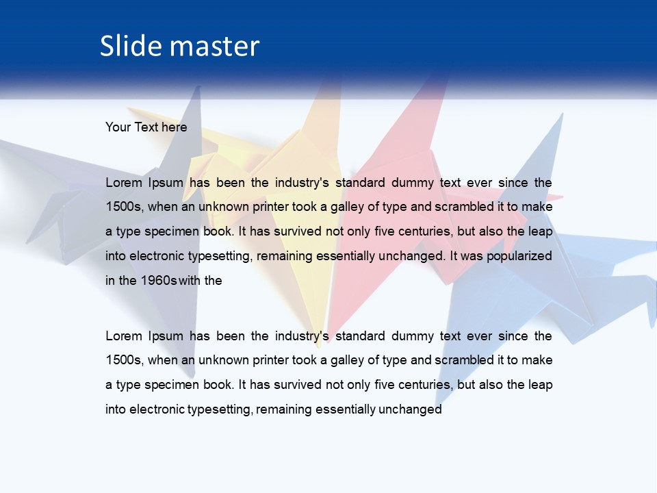 A Group Of Origami Birds On A White Background PowerPoint Template