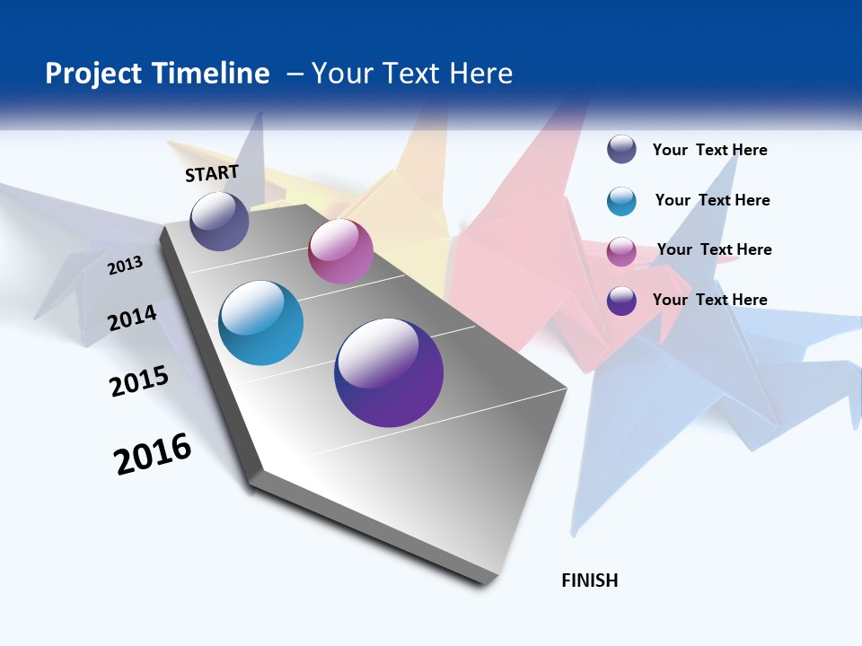 A Group Of Origami Birds On A White Background PowerPoint Template