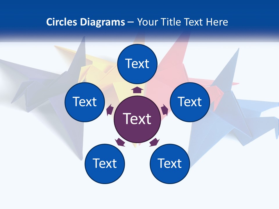 A Group Of Origami Birds On A White Background PowerPoint Template