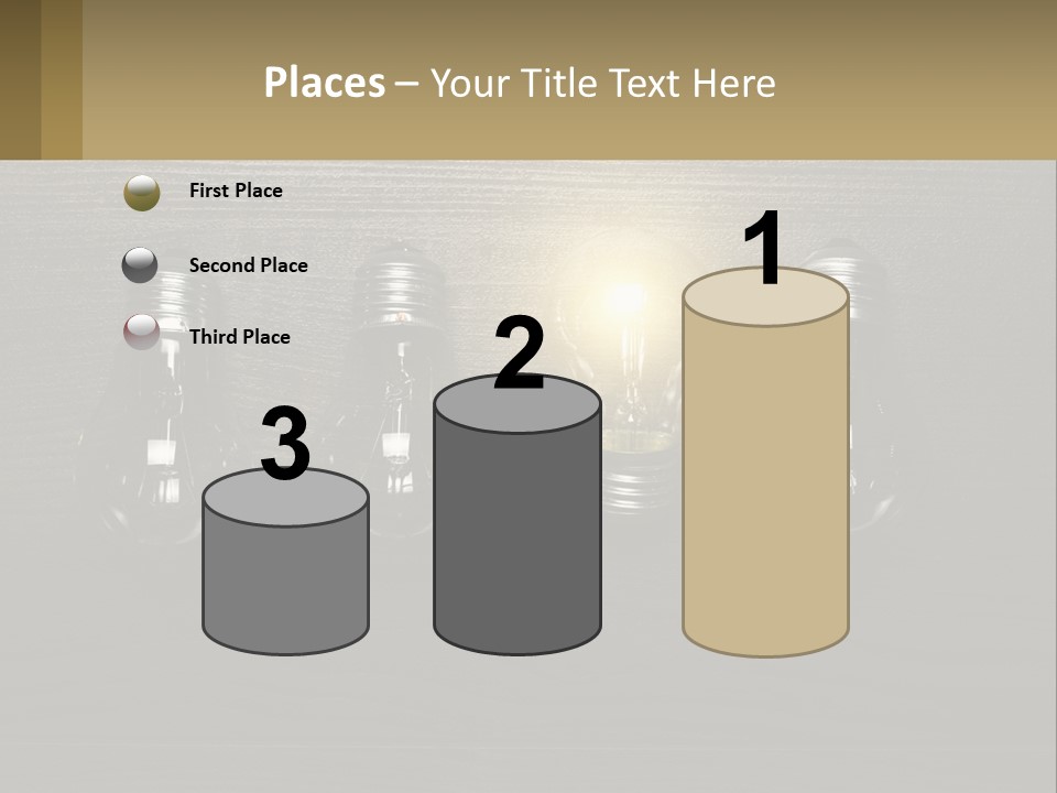 A Group Of Light Bulbs Sitting On Top Of A Wooden Table PowerPoint Template