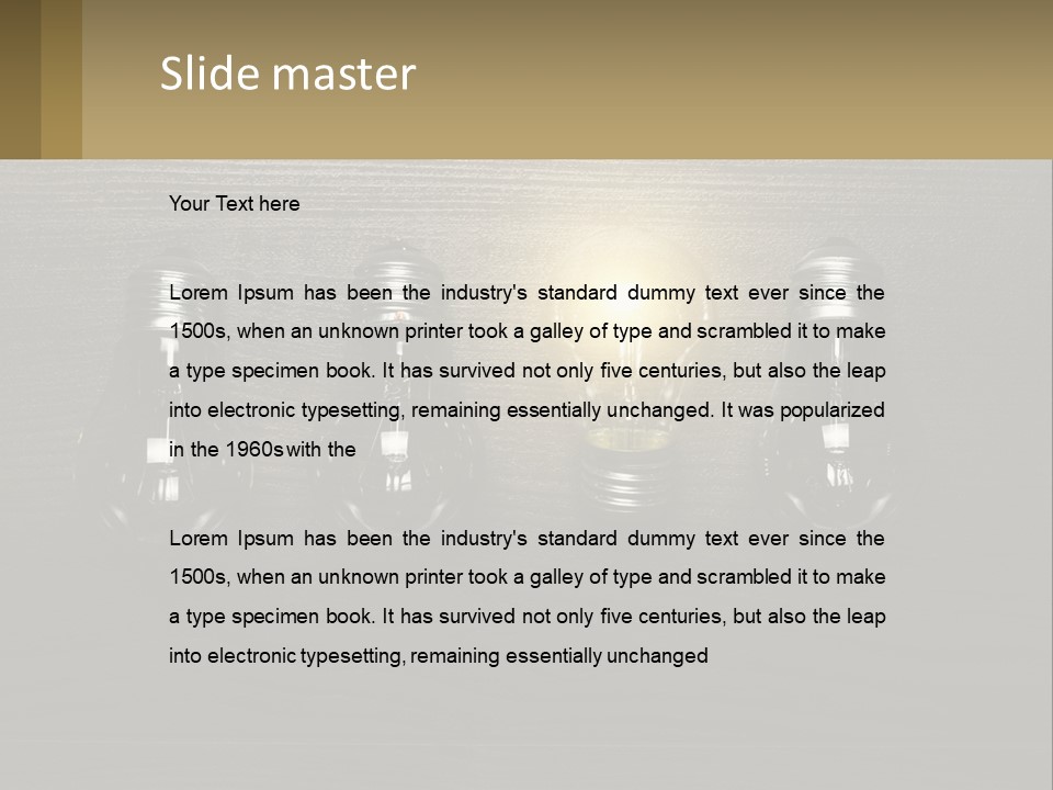 A Group Of Light Bulbs Sitting On Top Of A Wooden Table PowerPoint Template