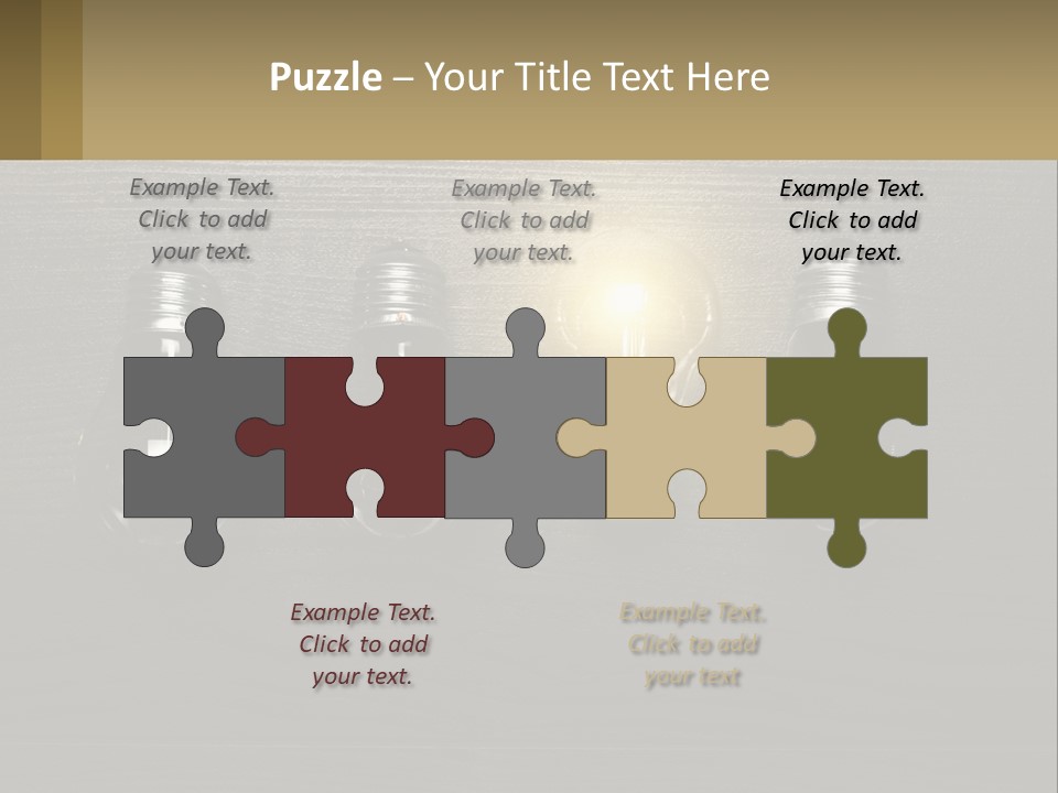 A Group Of Light Bulbs Sitting On Top Of A Wooden Table PowerPoint Template