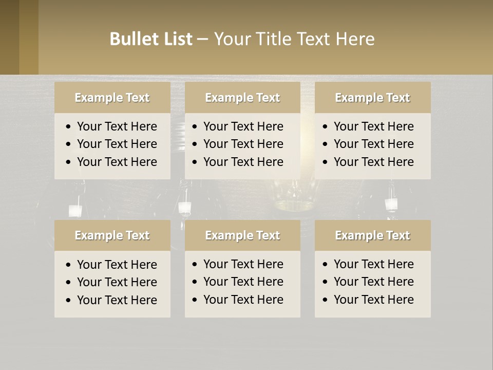 A Group Of Light Bulbs Sitting On Top Of A Wooden Table PowerPoint Template
